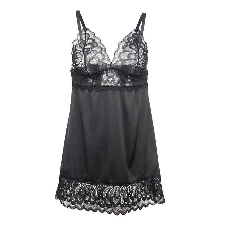 Subblime - Babydoll mit Blumenprint auf der Brust Schwarz L/XL