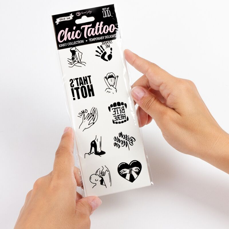 Secret Play - Set mit 10 Temporren Tattoos der Kinky Collection
