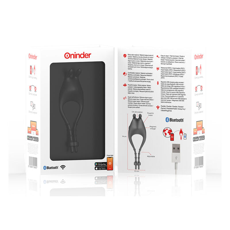 Oninder - Pampa Wiederaufladbarer Einstellbarer Vibratorring mit Klitorisstimulator 10 Geschwindigkeiten - Kostenlose App