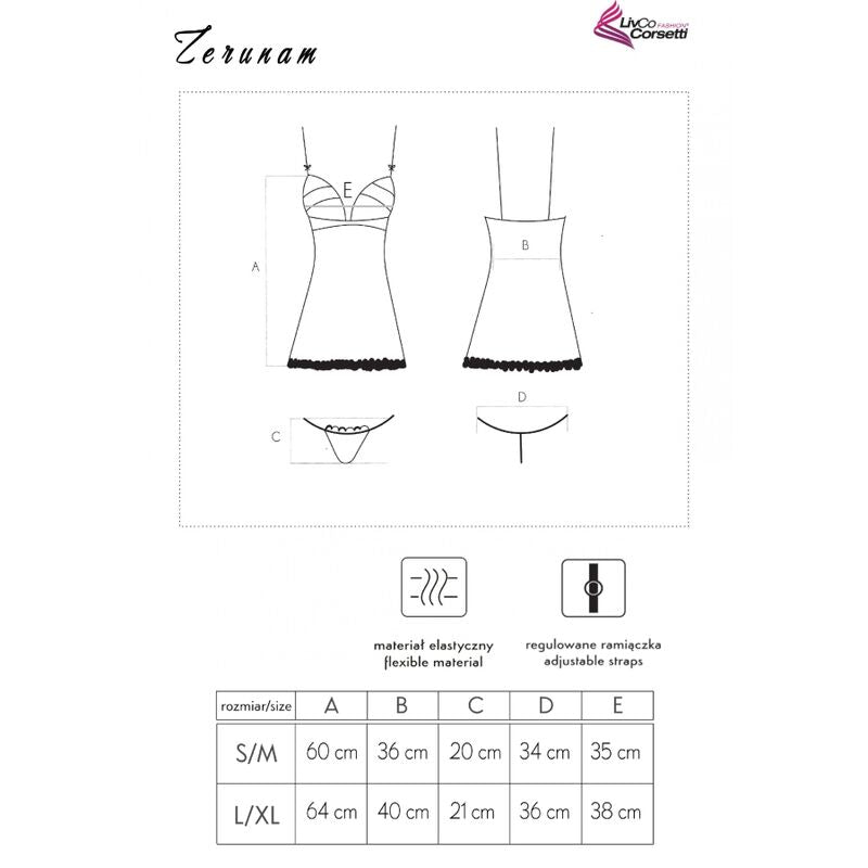 Livco Corsetti Fashion - Zerunam Set Babydoll + Schwarzer Tanga