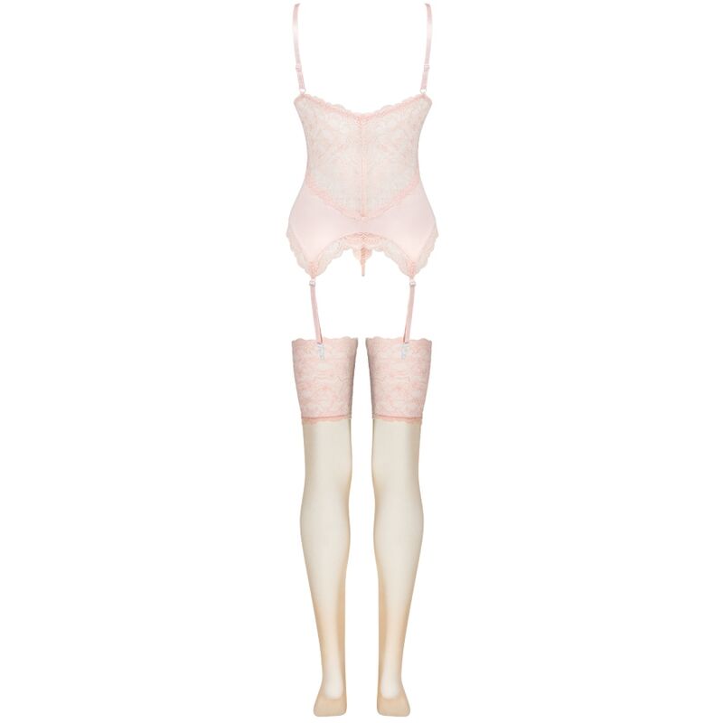 Livco Corsetti Fashion - Persinne Peach Set Korset + Höschen + Strümpfe