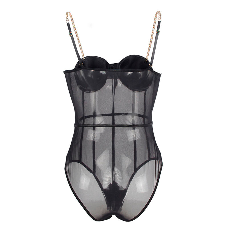 Subblime - Schwarzer Body mit Ketten-Hosentrgern S/M