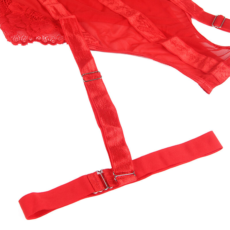 Subblime - Teddy mit Strumpfband-Detail Brust Rot L/XL