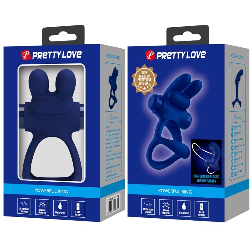 Pretty Love - Francisco Doppelter Vibrationsring Kaninchen Blau