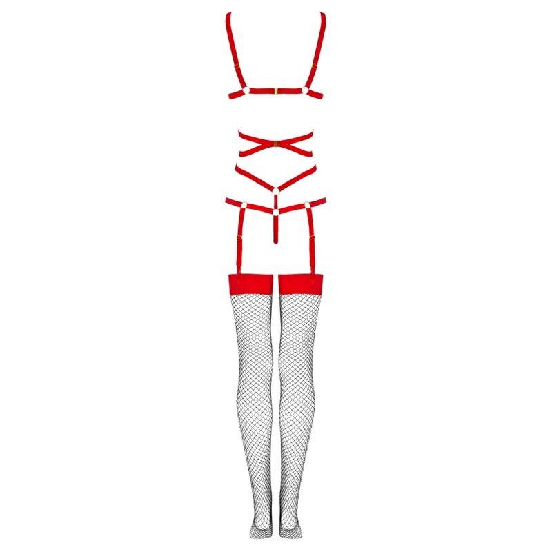 Livco Corsetti Fashion - Thiara Lc 20213 Set Body + Strümpfe Rot S/M