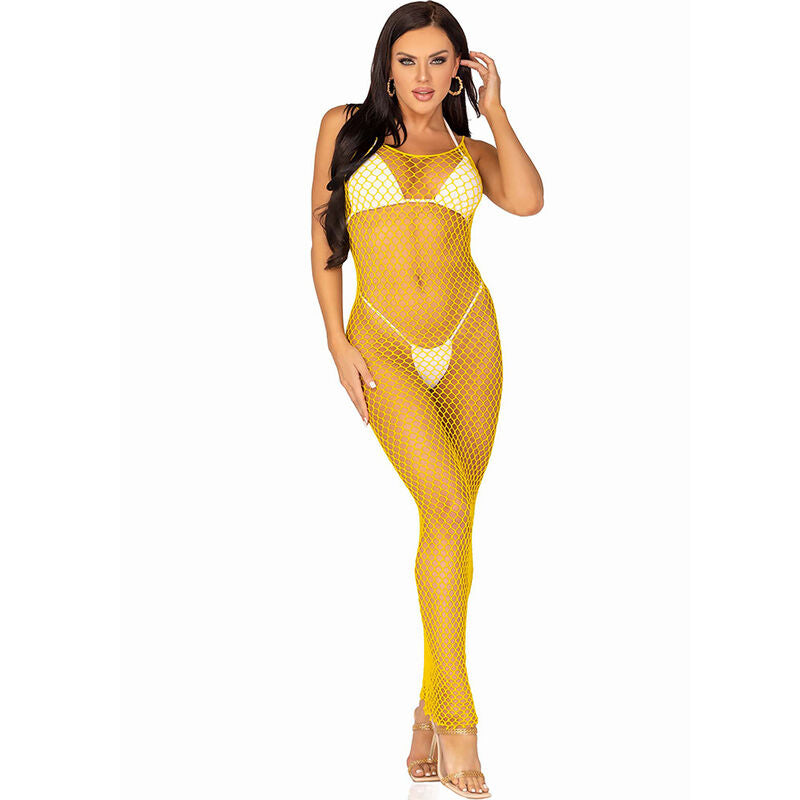 Leg Avenue - Langes Netzkleid Gelb Eine Grösse