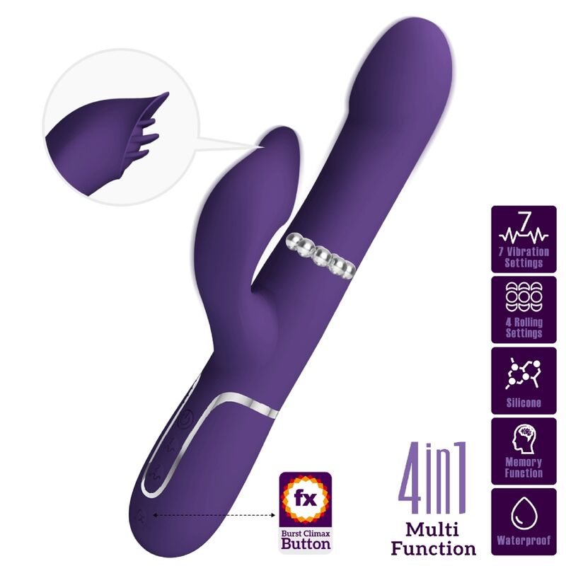 Pretty Love - Zalin Rabbit Vibrator Perlen 4 in 1 Lila