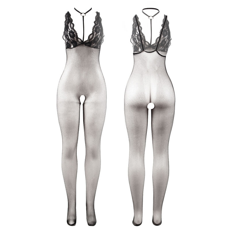 Subblime - 951993 Schwarz Transparenter Netz-Bodystocking mit Schrittfreiem Unterteil Eine Grösse