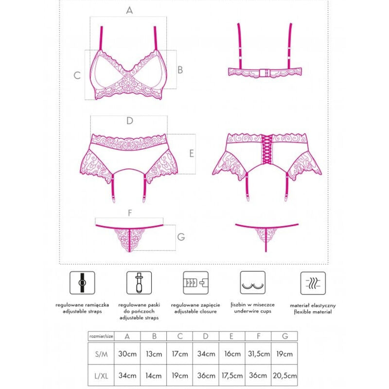 Livco Corsetti Fashion - Nahir Lc 20214 Bh + Höschen + Strumpfgürtel S/M