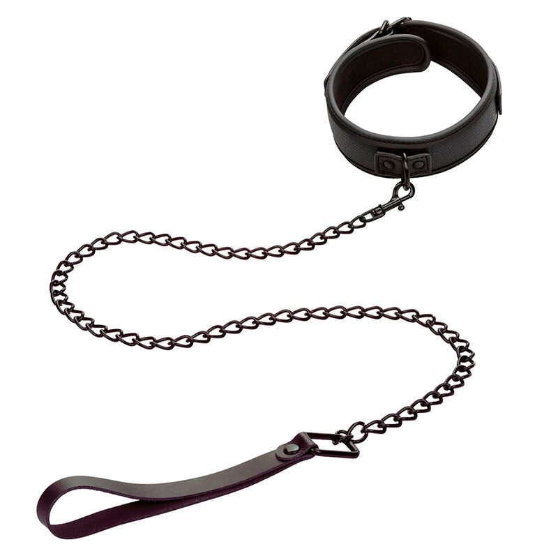 Calexotics - Nocturnal Halsband & Leine Leder Verstellbar Schwarz