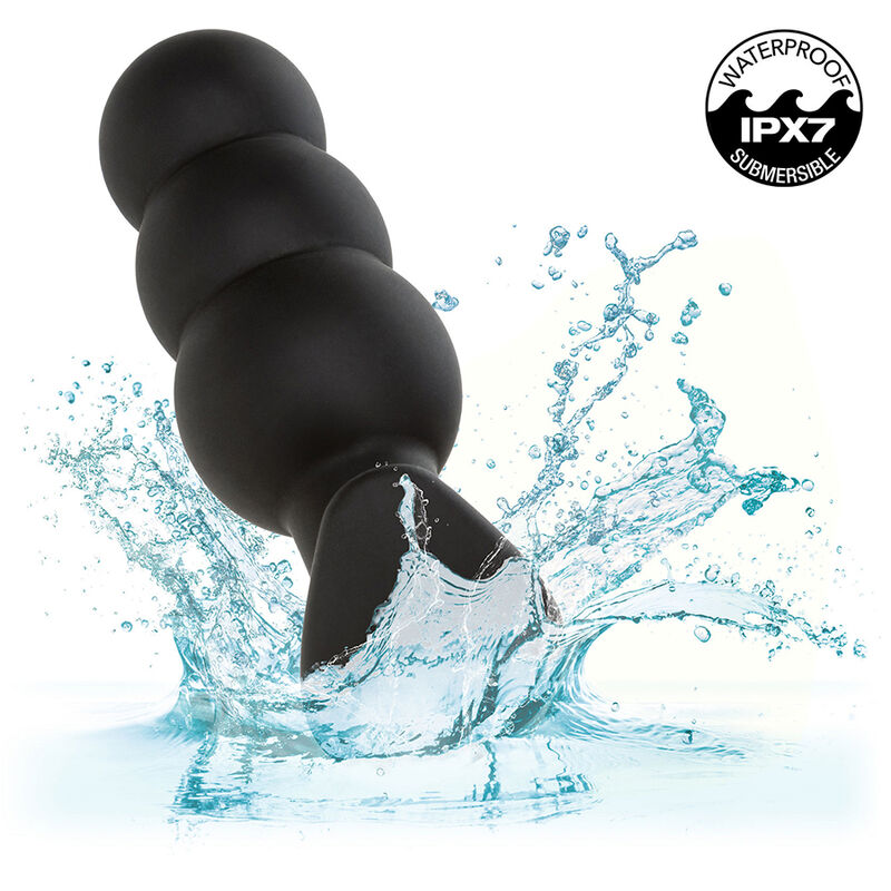 Calexotics - Rock Bottom Anal Plug mit Perlen 10 Vibrationen Silikon Schwarz