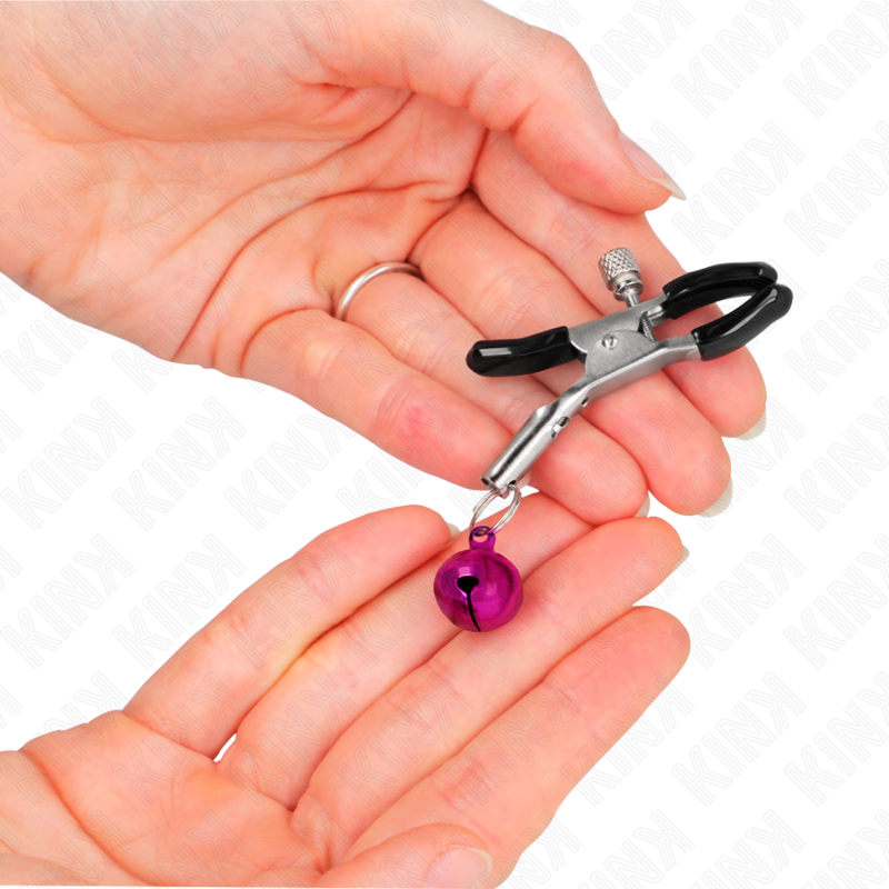 Kink - Lila Nippelklemme mit Einzelnen Glocken 6 cm