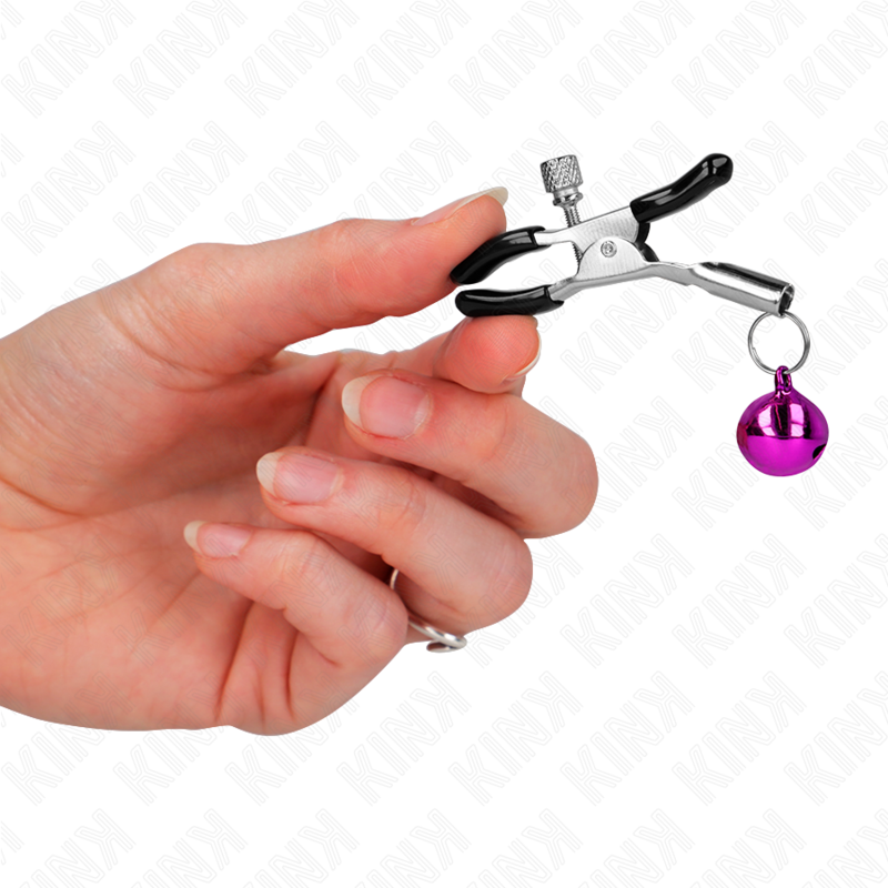 Kink - Lila Nippelklemme mit Einzelnen Glocken 6 cm