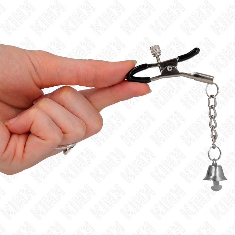 Kink - Silberne Nippelklemmen mit Glockenanhänger 6 cm
