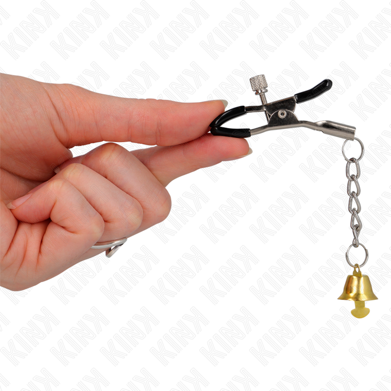Kink - Goldene Nippelklemmen mit Glockenanhänger 6 cm