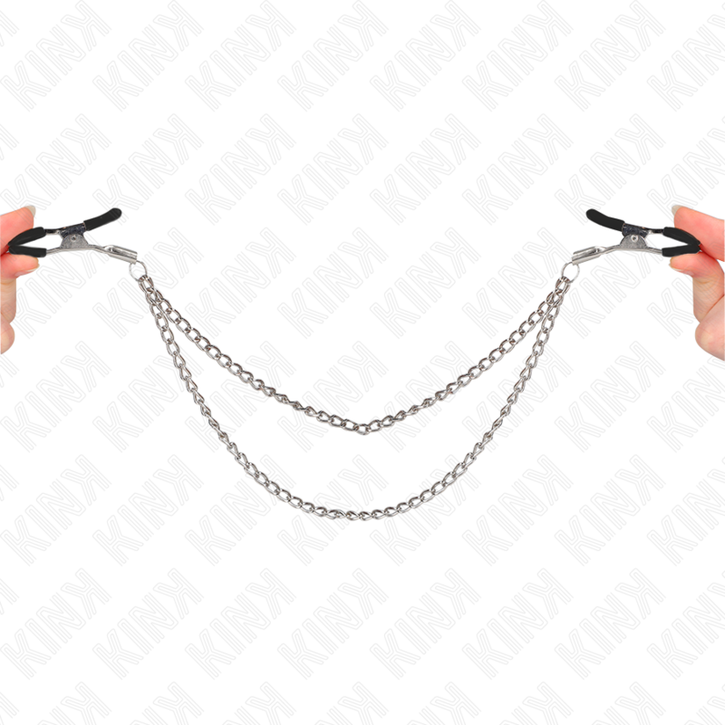 Kink - Nippelklemmen mit 2 Dicken Ketten Silber 20/23 cm