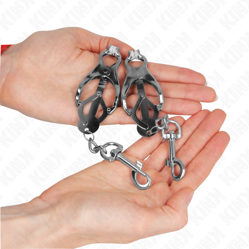 Kink - Japanische Kleeblatt-Nippelklammern mit Haken Silber