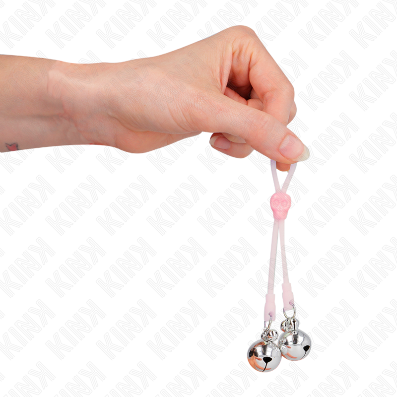 Kink - Leuchtende Totenkopf-Nippelklammern mit Ringglöckchen Verstellbar Rosa/Silber
