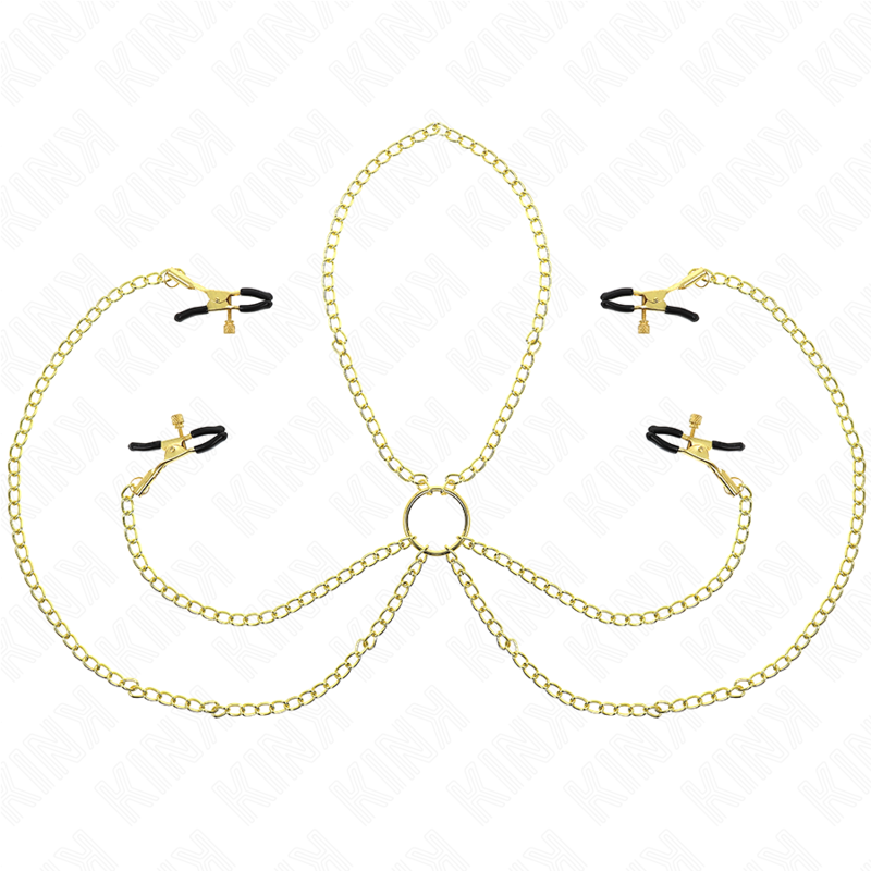 Kink - 4 Nippel- und Kitzlerklammern, Verstellbar, Gold