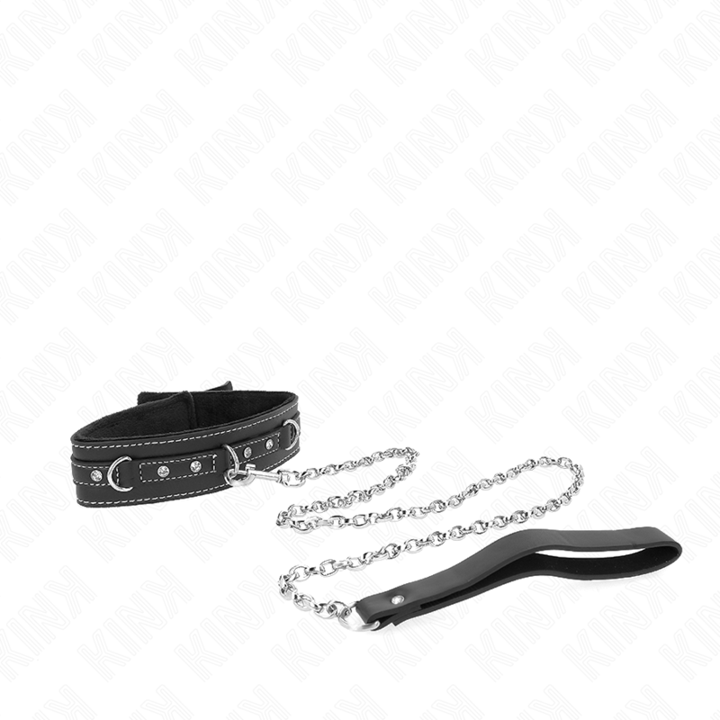 Kink - PVC Leder Halskette mit Gürtel 105 cm Strass Niete 41,5 x 4 cm