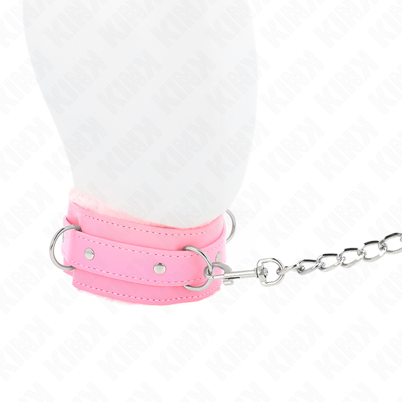 Kink - Halsband mit Leine 65 cm mit Einschränkungen Rosa 36-42 cm x 5,5 cm