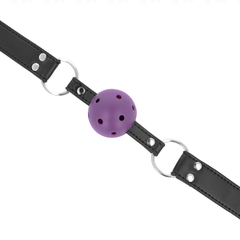 Kink - Atmungsaktiver Ball 4 cm Knebel mit Doppelniet Lila 62,5 x 2,5 cm Verstellbar 42-58 cm