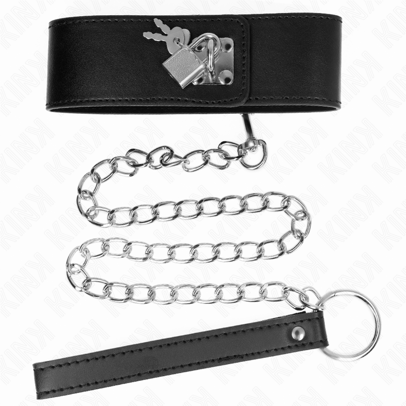 Kink - Halskette mit Gürtel 65 cm mit Breitem Schwarzen Riemen Verstellbar 33,5-41 cm x 5 cm