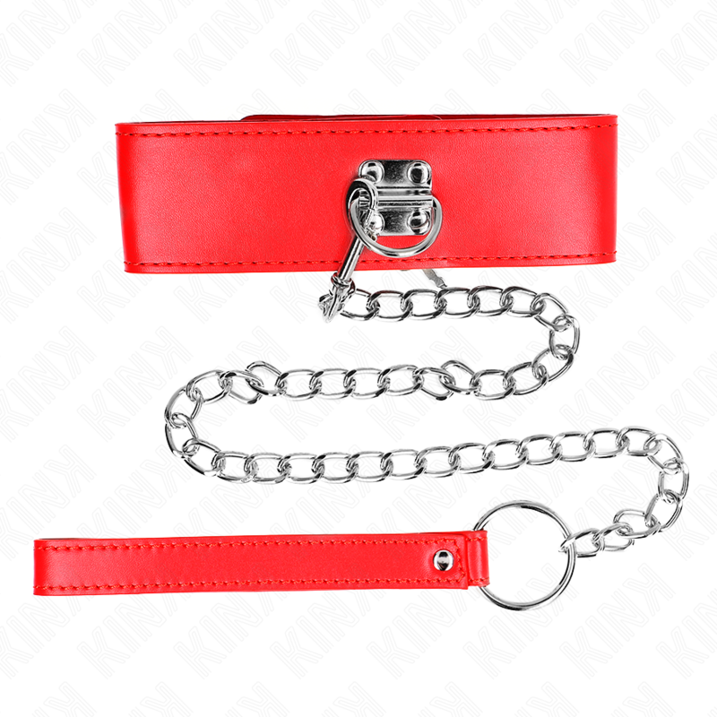Kink - Halskette mit Gürtel 65 cm mit Breitem Roten Band Verstellbar 33,5-41 cm x 5 cm