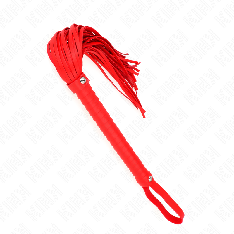 Kink - Peitsche mit Rotem Strukturiertem Griff 48,5 cm