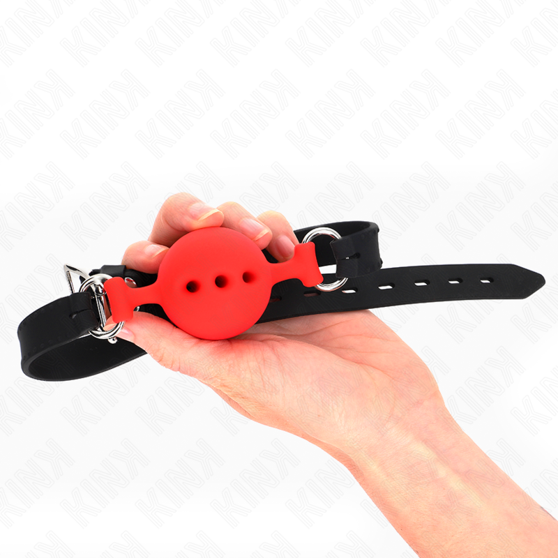Kink - Vollsilikon-Klappen 55 x 2 cm mit 4,5 cm Kugel Grösse M Rot Verstellbar 35-51 cm