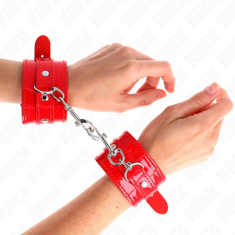 Fesselset Glänzende Handmanschetten Rot Verstellbar 23