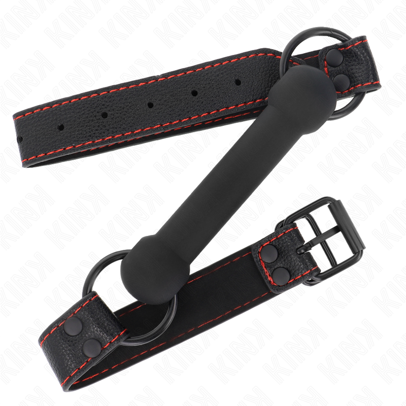 Kink - Knochengag mit Kunstledergurt Schwarz Verstellbar 41-57 cm