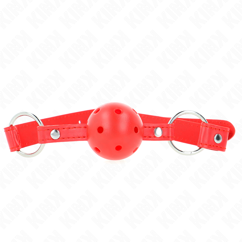 Kink - Atmungsaktiver Ball 4 cm Knebel mit Doppelniet Modell 1 Rot 62,5 x 2,5 cm Verstellbar 42-58 cm