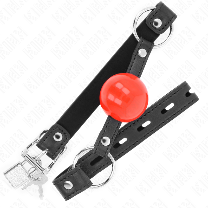 Kink - Ball 4 cm Knebel mit Schloss Roter Ball Schwarzer Gurt 60 x 2 cm
