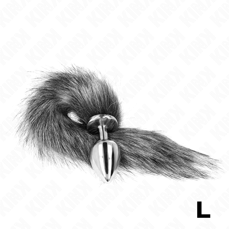 Kink - Anal Plug Grösse L 10 x 4 cm mit Kunststoffschwanz 40 cm Grau
