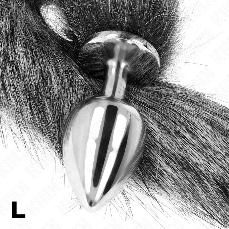 Kink - Anal Plug Grösse L 10 x 4 cm mit Kunststoffschwanz 40 cm Grau
