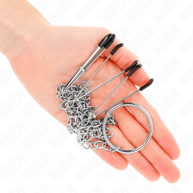 Nippelklemmen Dreifach Nippel- und Klitorisklemmen mit Kette Modell 1 Schwarz – Ansicht 3