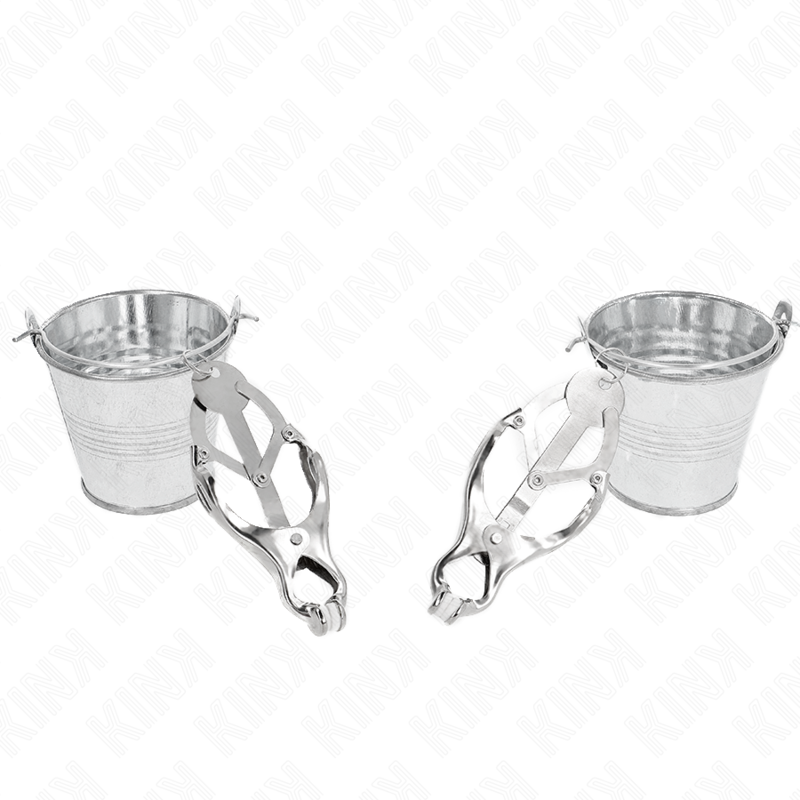 Kink - Japanische Kleeblatt-Nippelklammern mit Eimer Silber