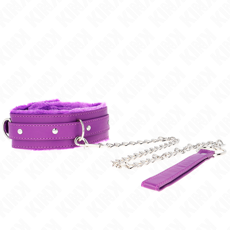 Kink - Halsband mit Leine 65 cm mit Einschränkungen Lila 36-42 cm x 5,5 cm