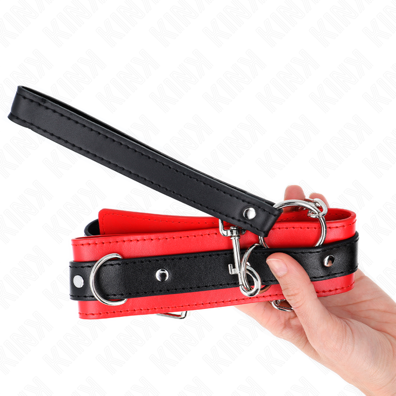 Kink - Basismodell Halsband mit Leine 65 cm Modell 3 Rot 53 x 5 cm