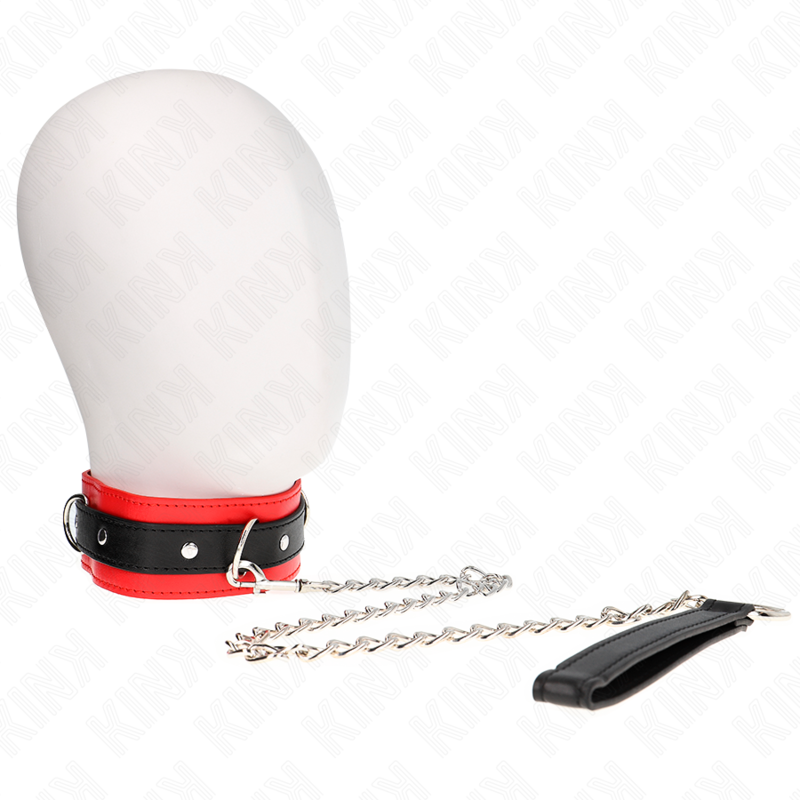 Kink - Basismodell Halsband mit Leine 65 cm Modell 3 Rot 53 x 5 cm