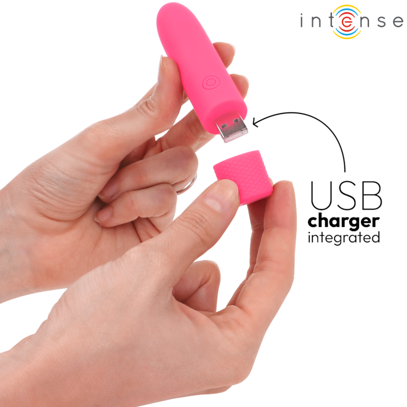 Intense - Symone USB Wiederaufladbarer Vibrierender Bullet 8 Vibrationen Rosa 10 x 2,2 cm