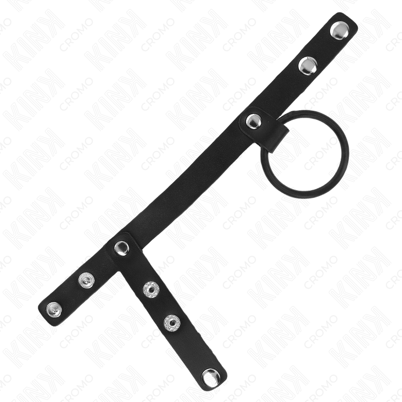 Kink - Penisring aus Silikon 3,8 cm mit Hohem Teiler und Lederband 22 x 1,5 cm