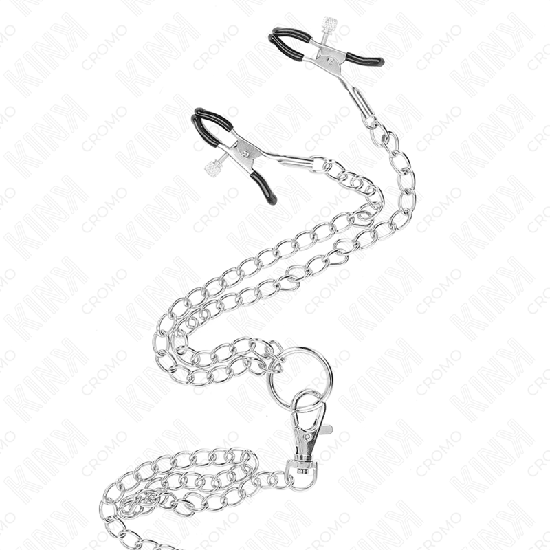Nippelklemmen Dreifach Chrom mit Metallkette und Brustklammern Schwarz Modell 2 – Ansicht 4