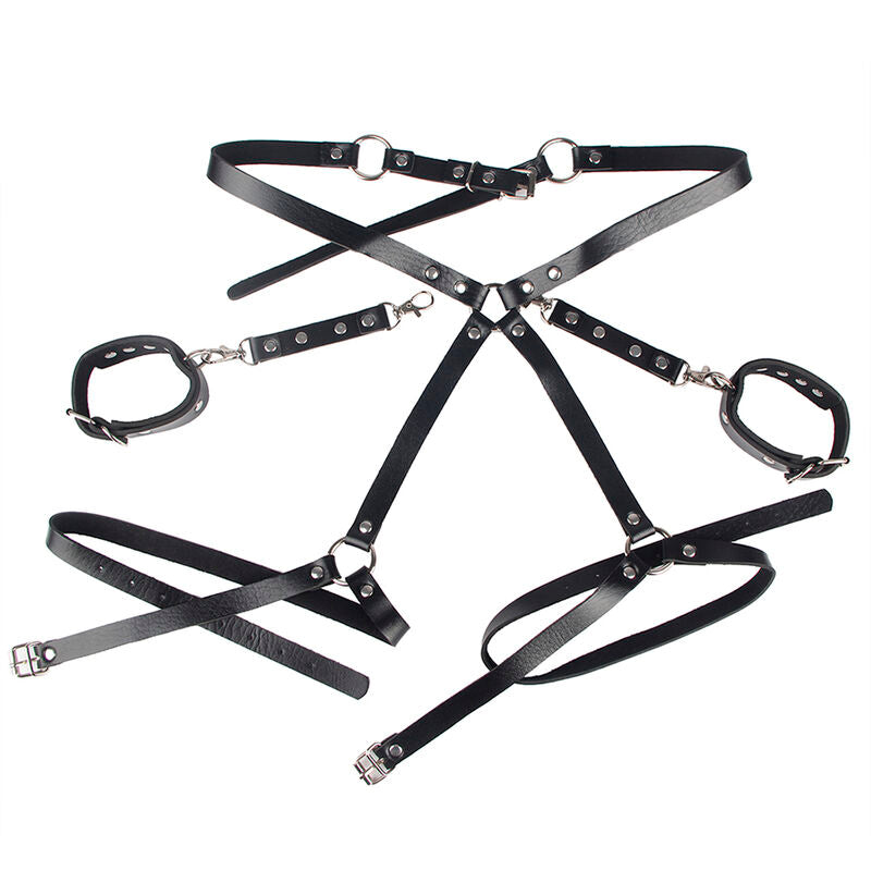 Subblime - 953690 Handschellen mit Bondage-Gürtel Schwarz Eine Grösse