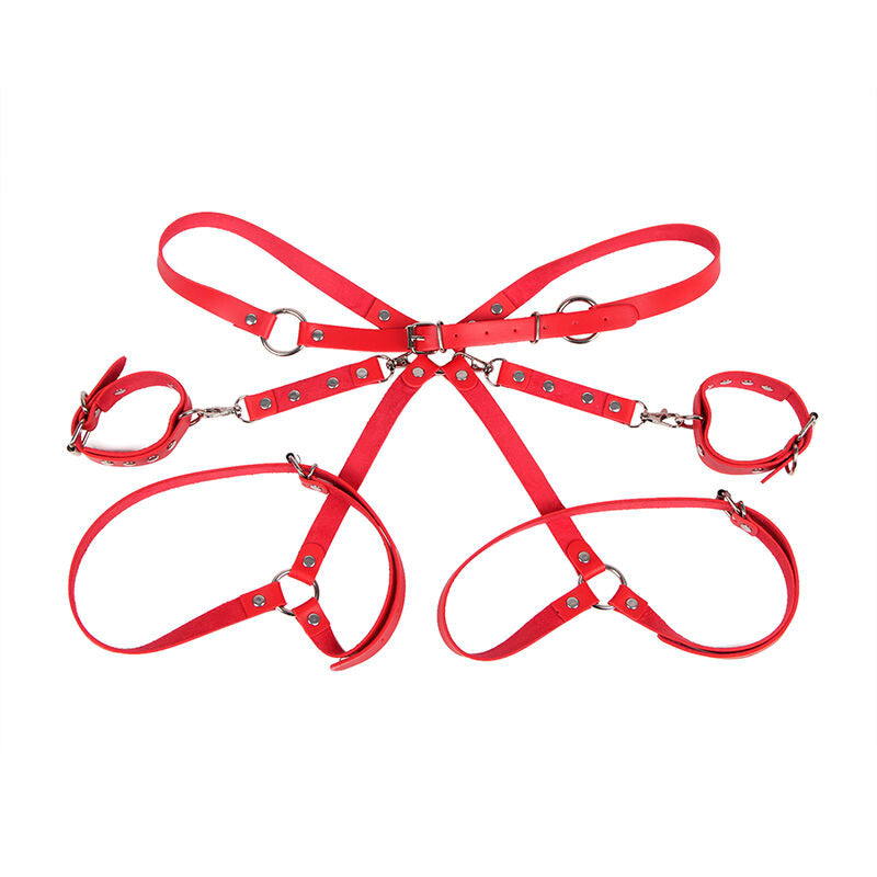 Subblime - 953706 Handschellen mit Bondage-Gürtel Rot Eine Grösse