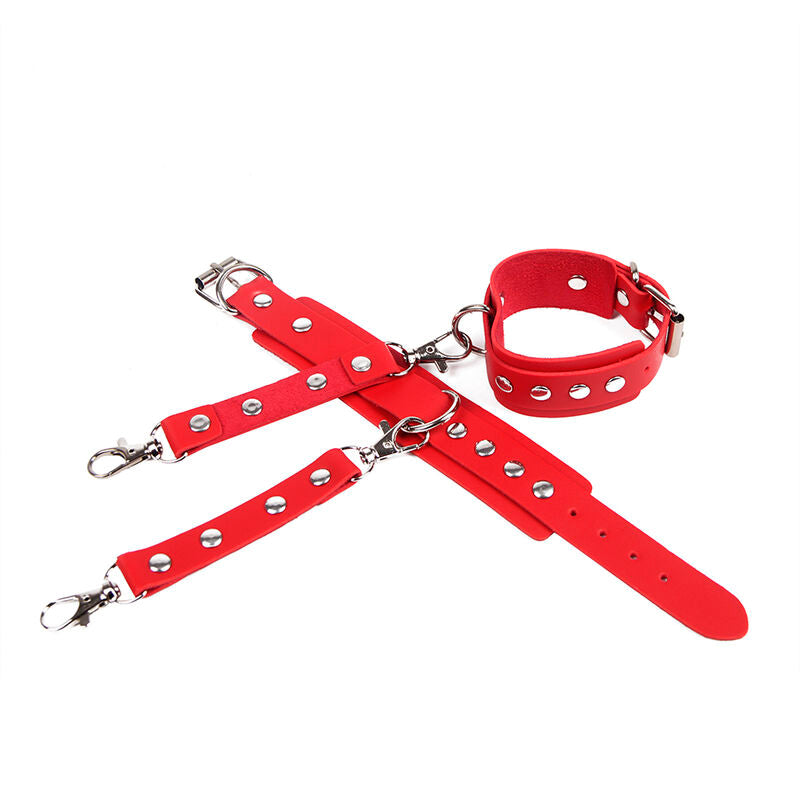 Subblime - 953706 Handschellen mit Bondage-Gürtel Rot Eine Grösse