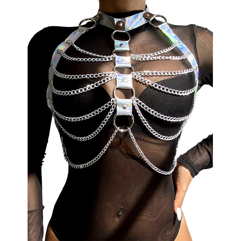 Subblime - 953737 Brustgurt mit Ringen und Ketten Silber Eine Grösse