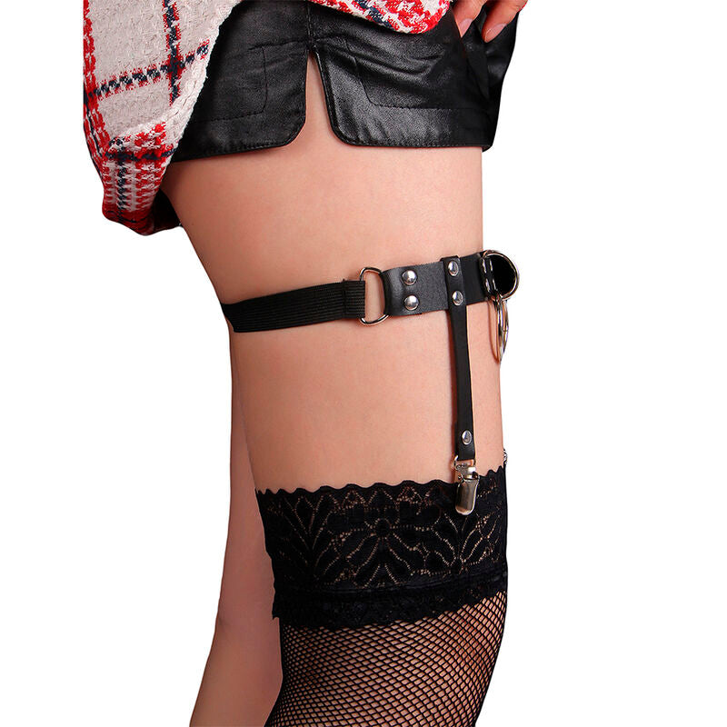 Subblime - 953744 Verstellbares Punk-Strumpfhose aus Leder Schwarz Eine Grösse