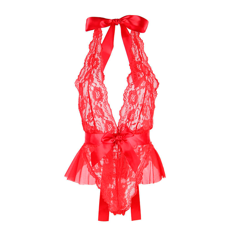 Subblime - 953980 Sexy Body mit Rüschen + Gürtel Rot L/XL
